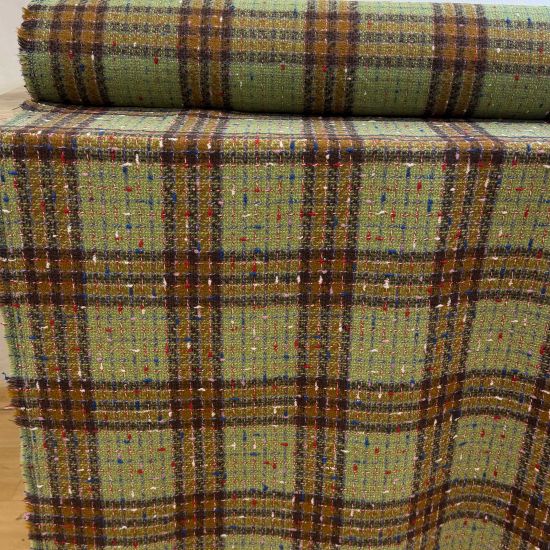 Tweed de Lana Cuadros Verde y Marrón | Traetela