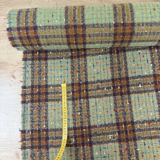Tweed de Lana Cuadros Verde y Marrón | Traetela