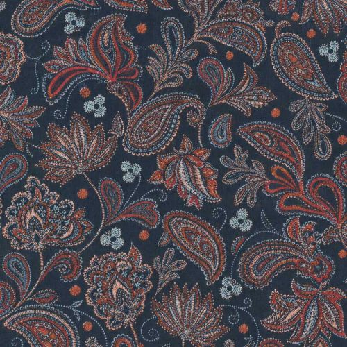 Voile Paisley Navy y Teja