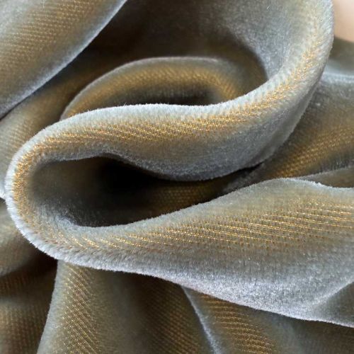 Terciopelo de Seda Lovéa Verde Salvia sobre Mostaza – 100% Seda 1
