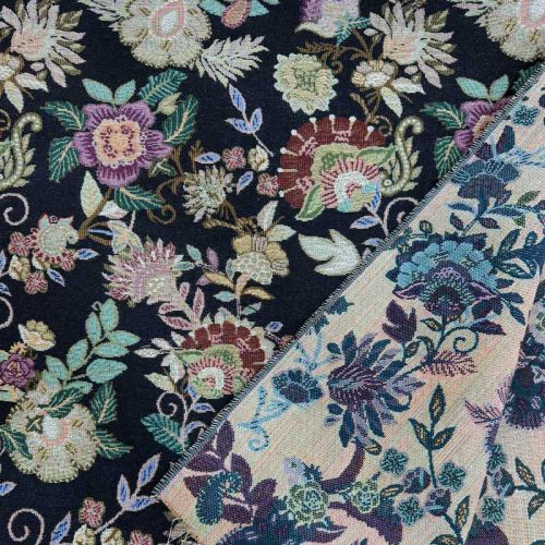 Gobelino Jacquard Jardín Nocturno Negro  2