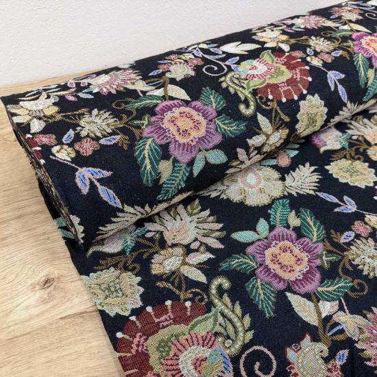 Gobelino Jacquard Jardín Nocturno Negro  3
