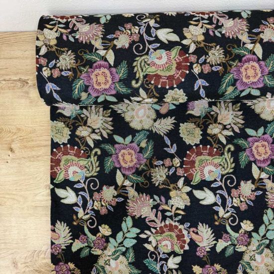 Gobelino Jacquard Jardín Nocturno Negro  4