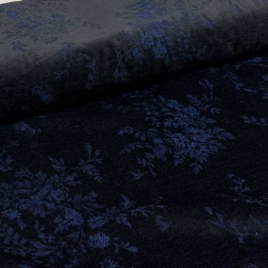Terciopelo Jacquard Denim Flores  3