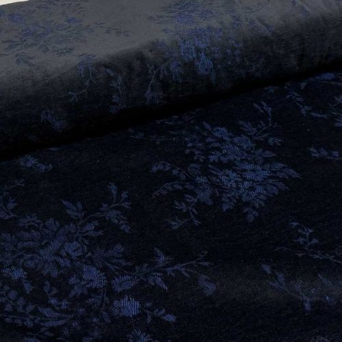 Terciopelo Jacquard Denim Flores  3