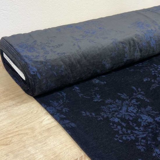 Terciopelo Jacquard Denim Flores  2