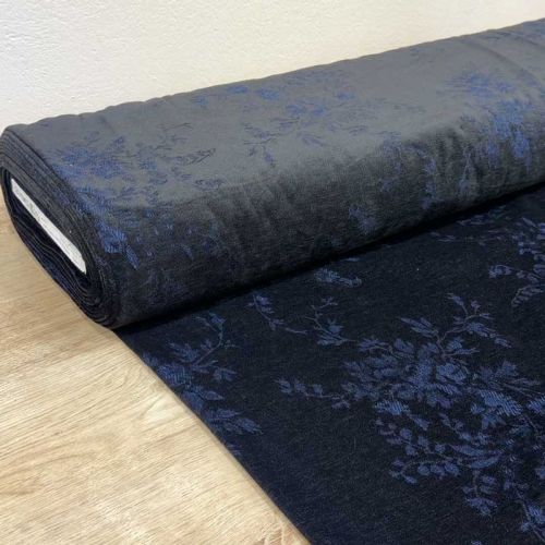 Terciopelo Jacquard Denim Flores  2