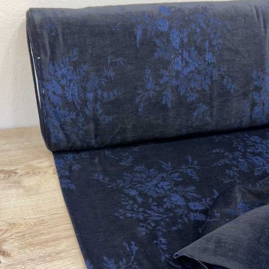 Terciopelo Jacquard Denim Flores  5