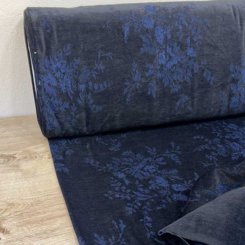 Terciopelo Jacquard Denim Flores  5