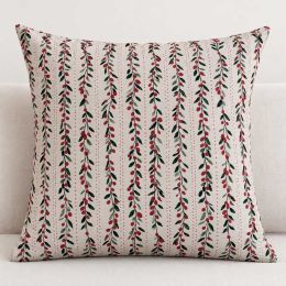 Loneta de Navidad Aspecto Lino – Ramas y Bayas Rojas 2