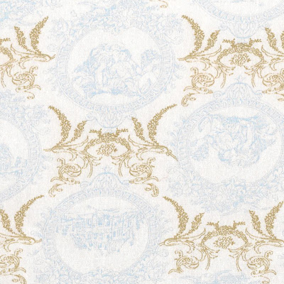 TOILE DE JOUY MEDALLONES AZUL Y CAMEL