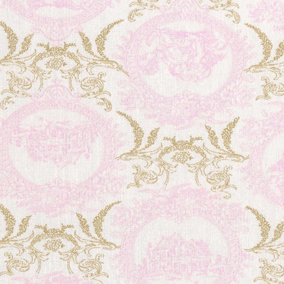 TOILE DE JOUY MEDALLONES ROSA Y CAMEL
