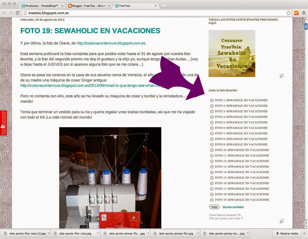 DUDAS VOTACIONES SEWAHOLIC EN VACACIONES